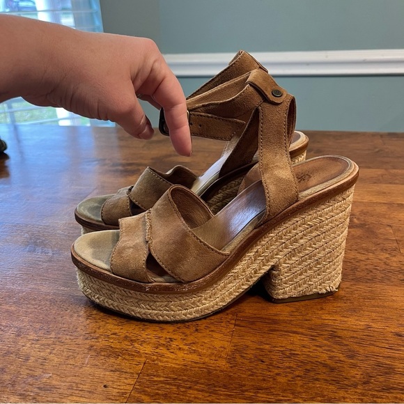 Ugg Carine suede leather platform espadrille sandals size 8 - Picture 5 of 10